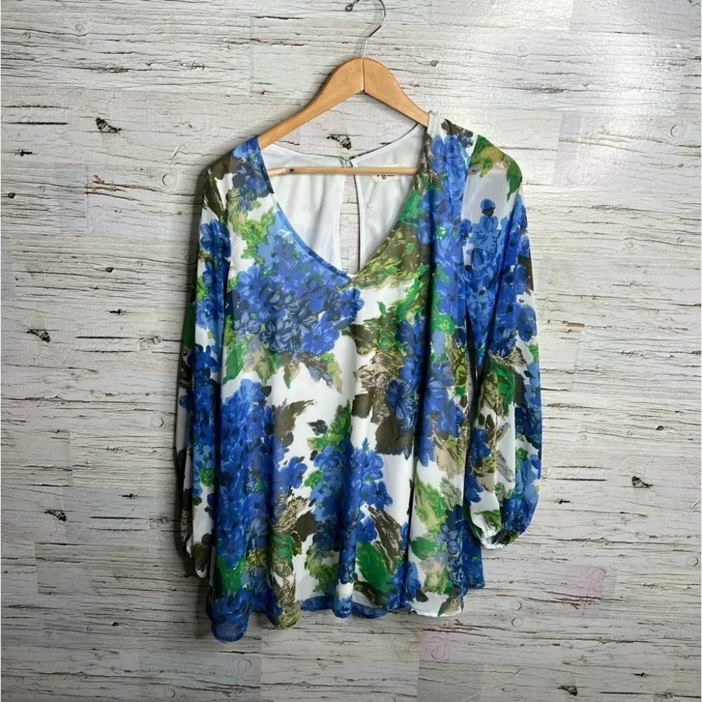 Show Me Your Mumu Donna Michelle Tunic Dress Medium Blue Floral